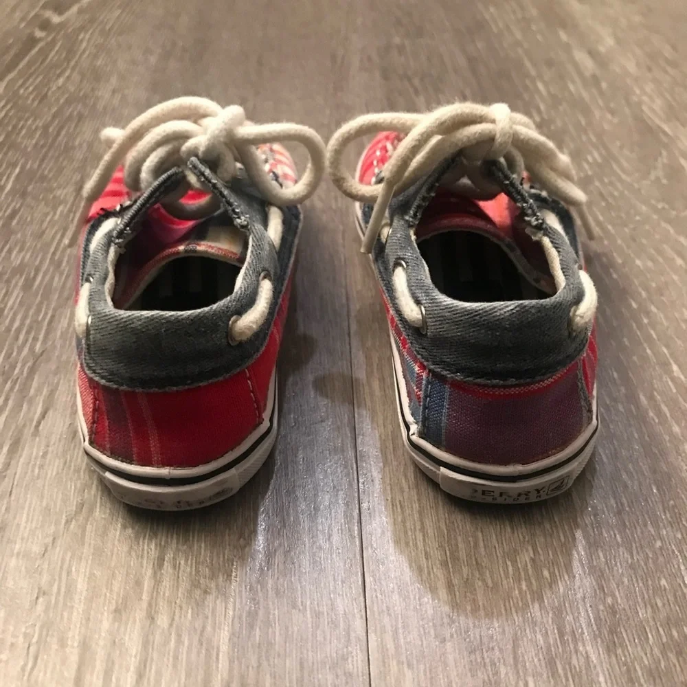 SPERRY Bahama Crib Plaid Canvas Lace Up Boat Shoes Baby Size 4M (4 Months).​